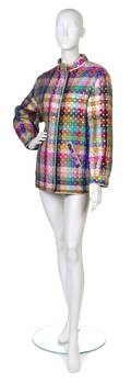 A Geoffrey Beene Multicolor Plaid Silk Jacket