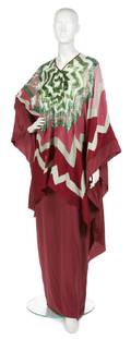 A Michaele Vollbracht Multicolor Silk Beaded Kaftan and Dress