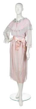 A Zandra Rhodes Pale Pink and Green Evening Gown