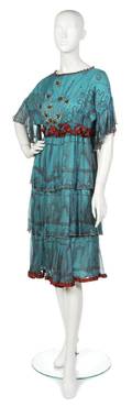 A Zandra Rhodes Turquoise and Dark Red Dress