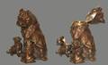 239A Bronze Bulldog and Pups Group Inkwell
