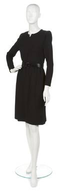 A Couture Black Wool Crepe Dress