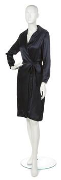 An Yves Saint Laurent Navy Silk Wrap Dress