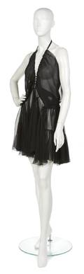 An Alaia Black Silk Chiffon Cocktail Dress