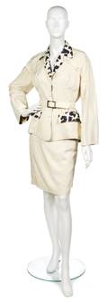 A Thierry Mugler Beige Leopard Skirt Suit