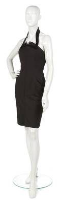 A Thierry Mugler Black Wool Halter Cocktail Dress