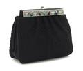 A Judith Leiber Black Satin Evening Clutch