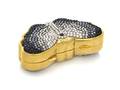 A Judith Leiber Black Gray and Silver Crystal Butterfly Pillbox