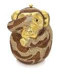 A Judith Leiber Amber and Gold Crystal See No Evil Monkey Minaudiere