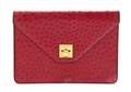 A Celine Red Ostrich Clutch