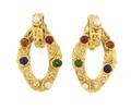 A Pair of Chanel Goldtone and Multicolor Gripoix Ear Pendants