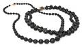 Two Miriam Haskell Black Faceted Bead Necklaces