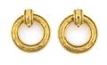 A Pair of Chanel Goldtone Hammered Hoop Earclips