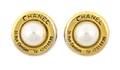 A Pair of Chanel Goldtone and Faux Pearl Earclips