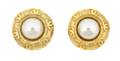 A Pair of Chanel Goldtone and Mabe Pearl Earclips