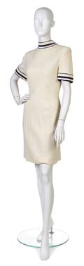A Pauline Trigere Cream Wool Dress