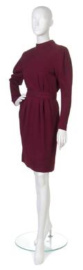 A Pauline Trigere Crimson Wool Dress