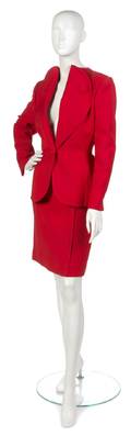 A Pauline Trigere Red Ultra Dry Skirt Suit