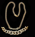 259 18kt Yellow Gold Diamond Inlaid Chain Link Necklac