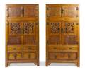 A Pair of Chinese Walnut and Elm Cabinets