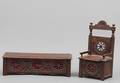 207 Miniature Wood Throne Chair and Long Chest