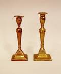 Two 18th C English Brass Candlesticks