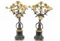 202 Pair Antique Bronze Four Light Candelabras