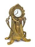 An American Art Nouveau Gilt Metal Mantel Clock New Haven Clock Company