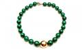 206 Malachite Beaded Necklace with 14kt Gold Clasp