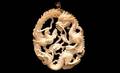 199 Carved Ivory Imperial Dragon  Royal Bird Pendant