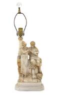 An Italian Carved Alabaster Figural Lamp