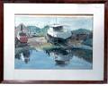311 American Sch Watercolor Dry Dock Boat Bellford NJ