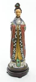 A Chinese Cloisonne Enamel Figure of a Lady