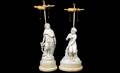 299 Pair Parian Maiden Figures Mounted as Table Lamps