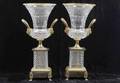 289 Pair Antique Baccarat Bronze Mounted Urns