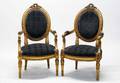 229B Pair 18th Century French Fanteuil a la Reine Side