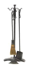 A Wrought Iron Fireplace Tool Set