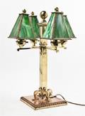 An American Brass and Slag Glass Table Lamp