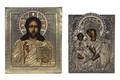 A Russian Enameled Silver Oklad Icon