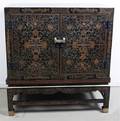 A Chinese Lacquered Cabinet on Stand