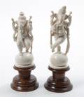 A Pair of Indian Carved Ivory Figures of Ganesha