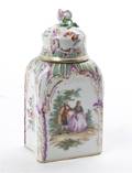 A Dresden Porcelain Tea Caddy