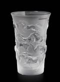 A Lalique Molded and Frosted Glass Vase
