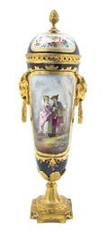 A Sevres Style Porcelain and Gilt Metal Mounted Covered Urn