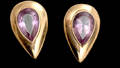 340 Yellow Gold Amethyst Pear Shape Earrings