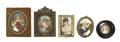 A Collection of Five Portrait Miniatures on Ivory and Other Materials