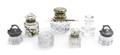 A Collection of Six Pressed Glass Inkwells