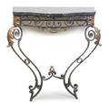 A Neoclassical Rolled Steel and Tole Console Table
