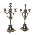 A Pair of Neoclassical Brass FourLight Candelabra