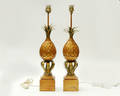 415 20th C Pair of Painted Metal Pineapple Lamps